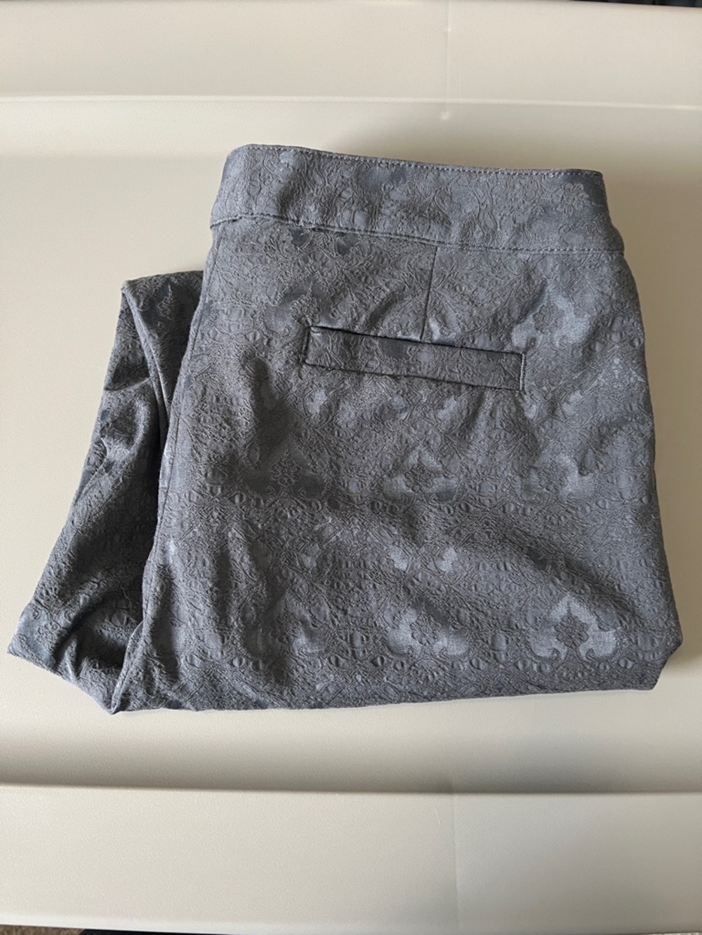 Ellen Tracy Textured Brocade Pants Gray Size 10